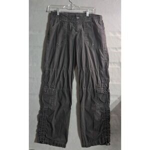Lucy Womens Cargo Pants Charcoal Gray Ruched Leg Utility Hiking Trousers XS